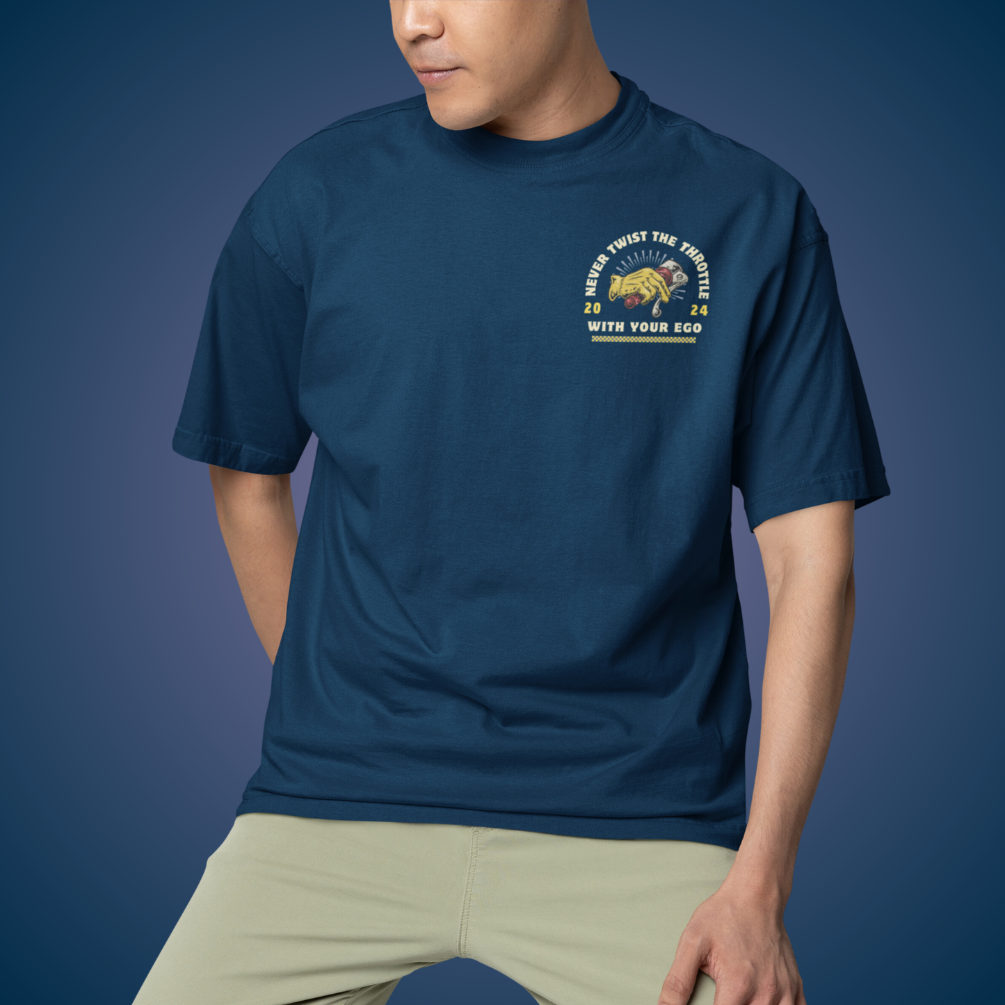 " NEVER TWIST THE THROTTLE " OVERSIZE T-SHIRT