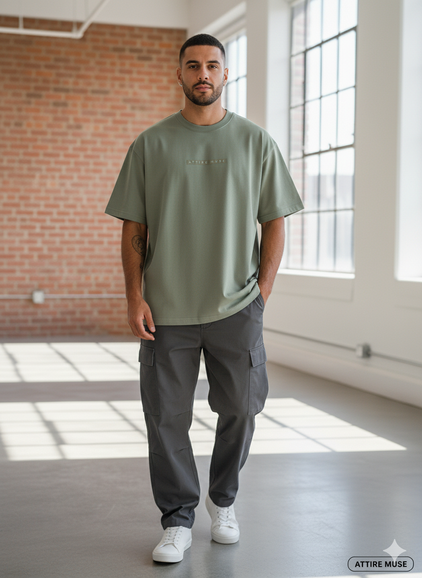 The Muse Essential - Box Tee - Sage Green